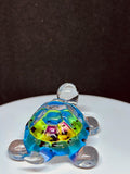 Tie-Dye Turtle Figurine Handcrafted Glass Art with Green Crystal Eyes