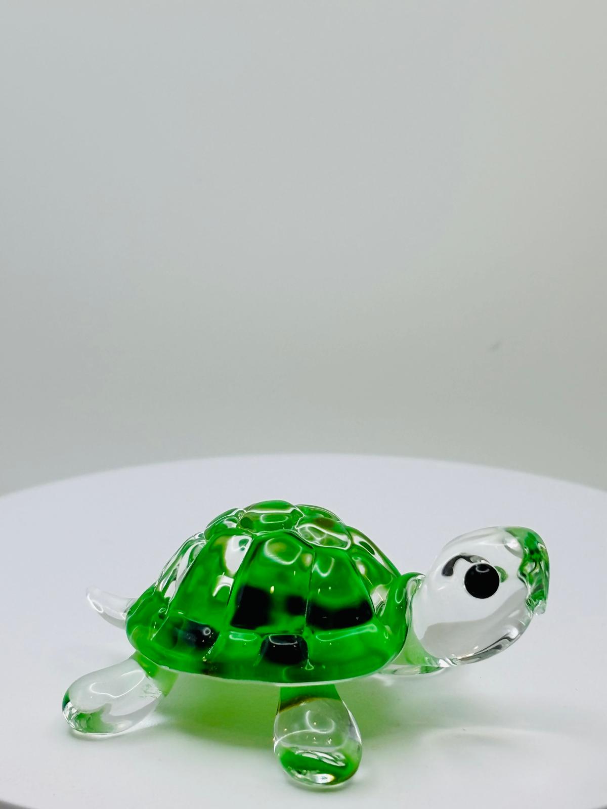 Green Turtle Glass Figurine Handcrafted Sea Turtle Decor