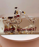 Ride It! Glass Motorcycle Figurine Chopper with Gold & Crystals