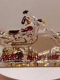 Ride It! Glass Motorcycle Figurine Chopper with Gold & Crystals