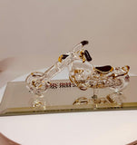 Ride It! Glass Motorcycle Figurine Chopper with Gold & Crystals