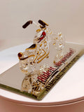 Ride It! Glass Motorcycle Figurine Chopper with Gold & Crystals