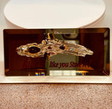 Ride It! Glass Motorcycle Figurine Chopper with Gold & Crystals