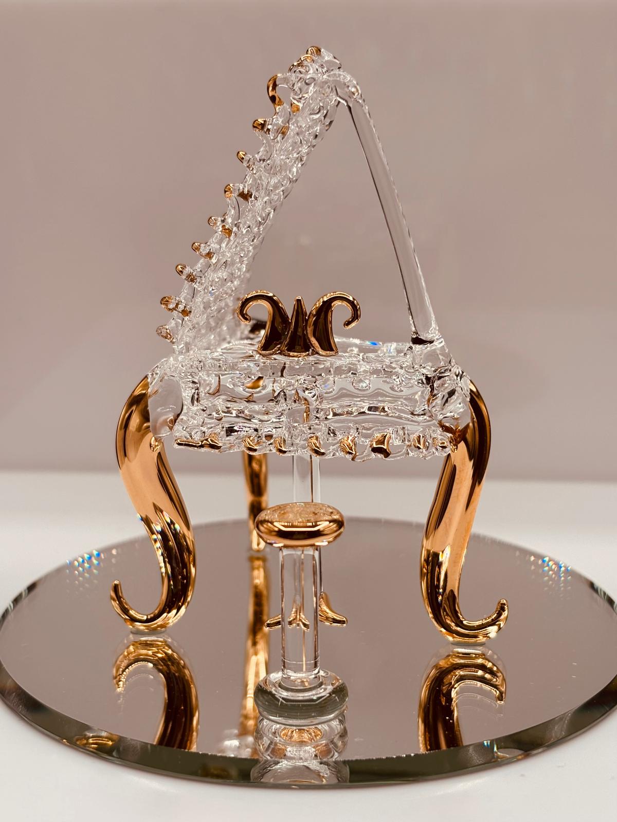 Glass Piano Figurine | Music Collectible Display Home Décor