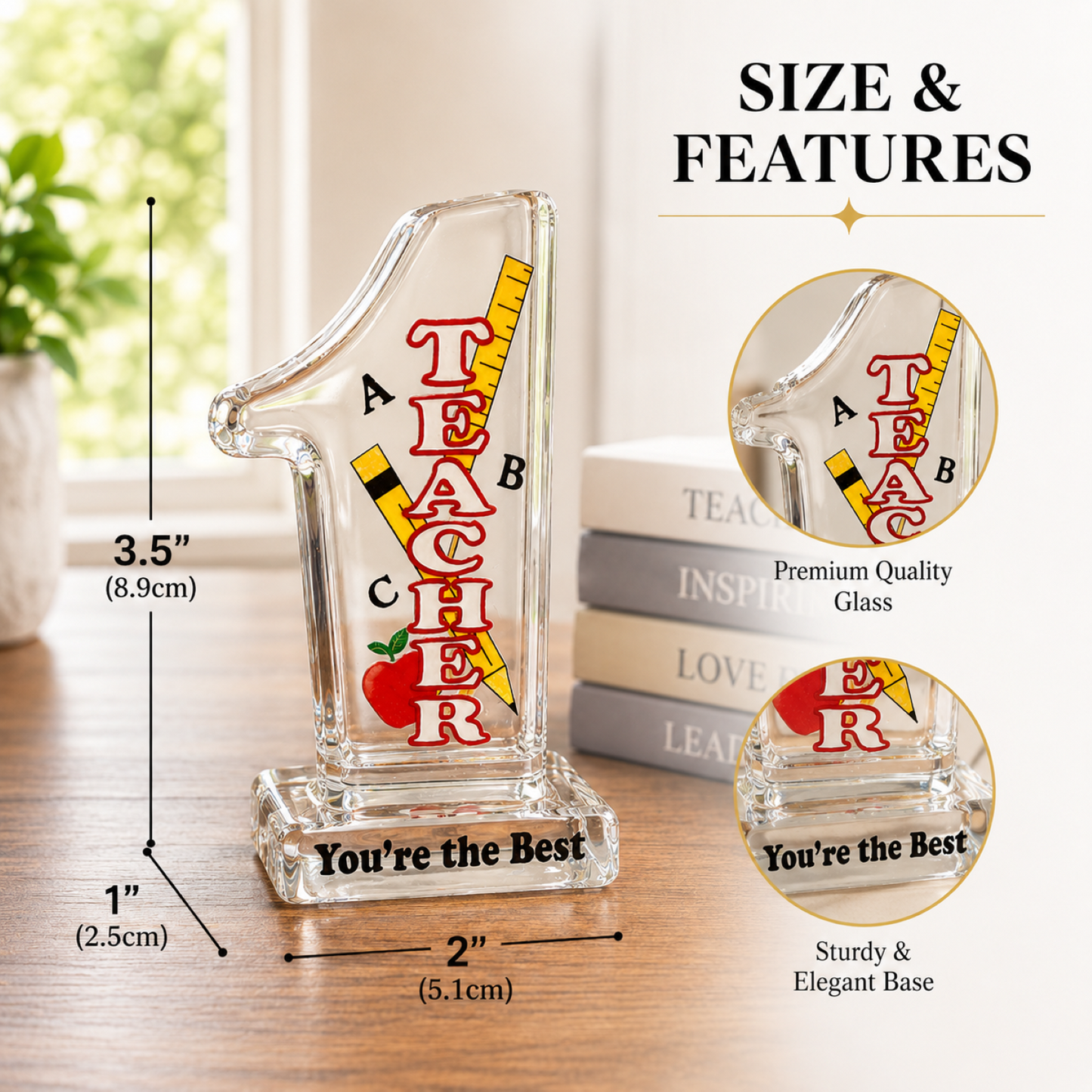 Teacher Appreciation Gift Figurine Handcrafted Teachers Gift Office Classroom Glass Decor