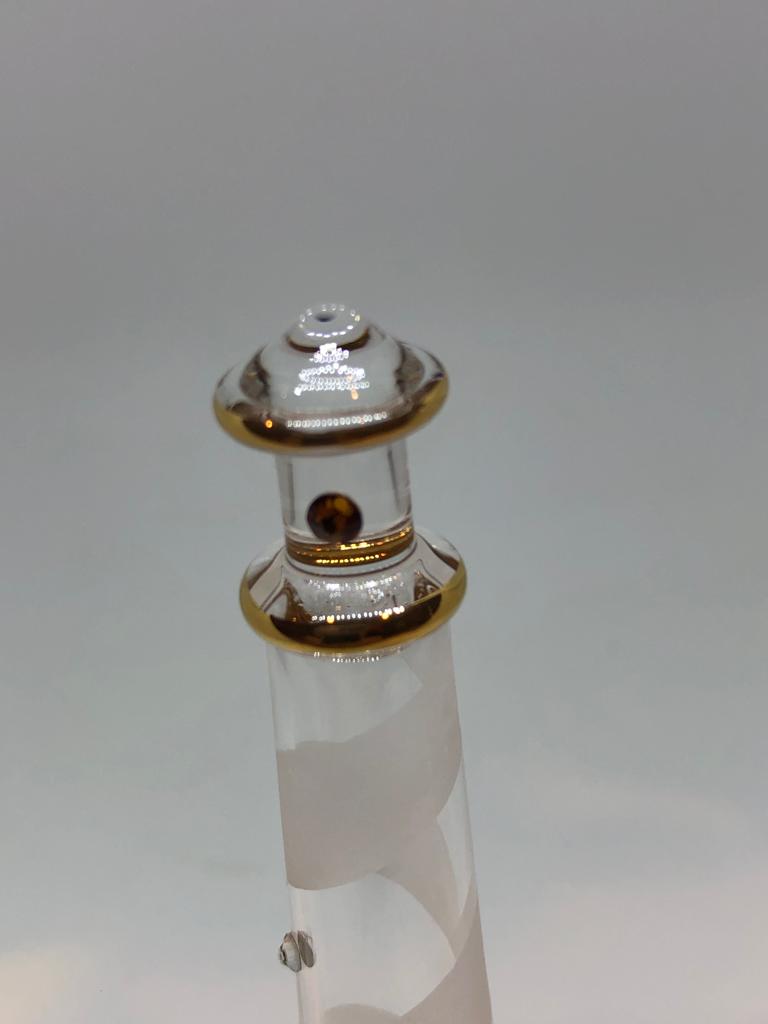 Glass Lighthouse Figurine Collectible with Crystals Accents