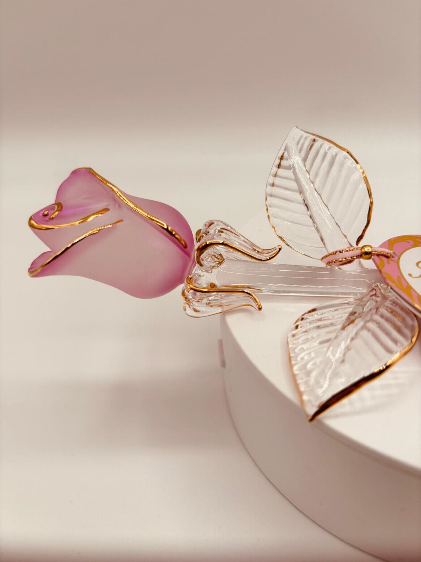 I Love You Mom Pink Pearl Rose Handcrafted Glass Gift Rose