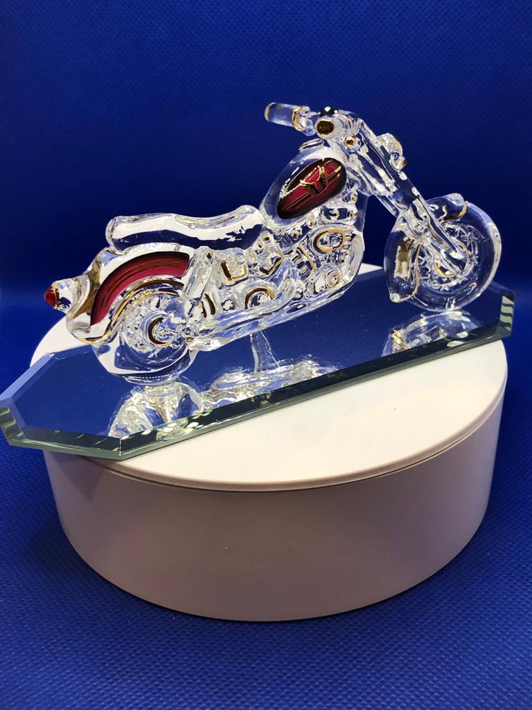 Glass Motorcycle Figurine, Handmade Xmas Gift for Biker, Motorbike Lovers Gift, Christmas Gifts for Him, Motorcycle Lover Gift for Men
