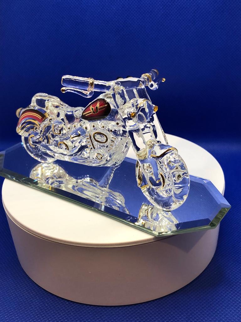 Glass Motorcycle Figurine, Handmade Xmas Gift for Biker, Motorbike Lovers Gift, Christmas Gifts for Him, Motorcycle Lover Gift for Men