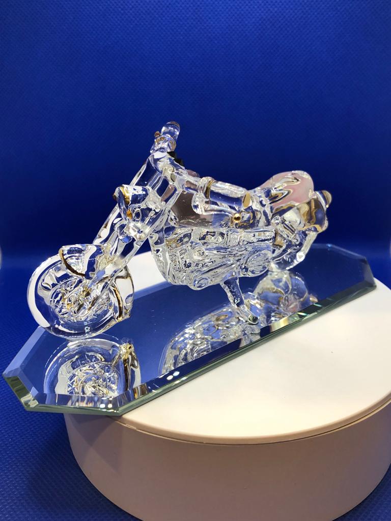 Glass Motorcycle Figurine, Handmade Xmas Gift for Biker, Motorbike Lovers Gift, Christmas Gifts for Him, Motorcycle Lover Gift for Men