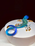 Desert Jewel Gecko Figurine Handcrafted Glass Art with Crystals & 22Kt Gold