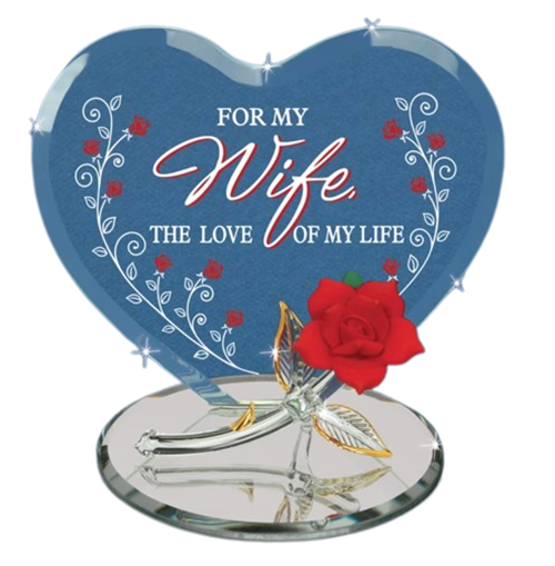 Glass Red Rose For My Wife Collectible Figurine