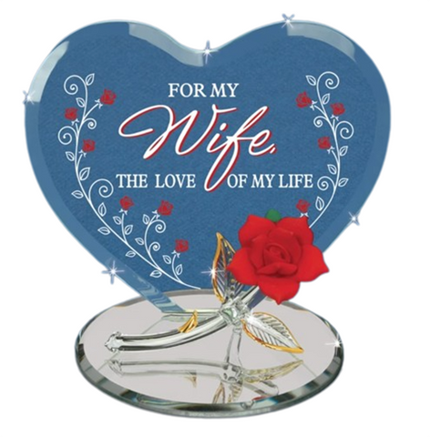 For My Wife Handcrafted Glass Rose Gift with Love Message