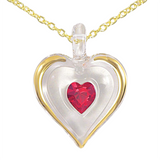 July Birthstone Heart Necklace Red Crystal Pendant Gift for Her