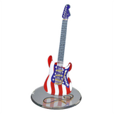 Vintage USA Glass Guitar Figurine Patriotic Music Decor with Crystals