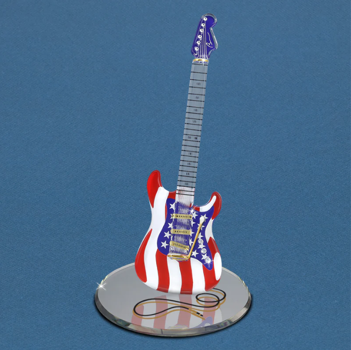 Vintage USA Guitar, Handmade Glass Figurine, Music Decor, Musician Gift, Music Room Décor, Christmas Gift For Guitar Lovers