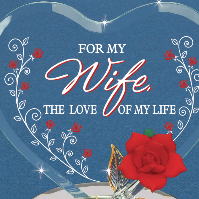 Glass Red Rose For My Wife Collectible Figurine