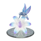 Handmade Hummingbird & Blue Lily Figurine, Hummingbird Gift, Holiday Gift