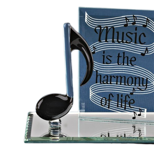 Glass Music Note Figurine with Crystal Accents