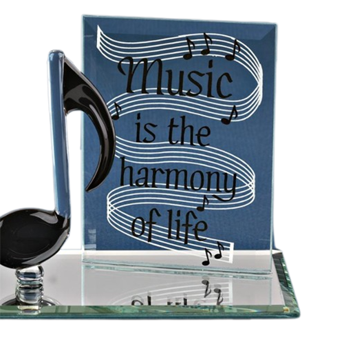 Glass Music Note Figurine with Crystal Accents