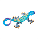 Desert Jewel Gecko Figurine Handcrafted Glass Art with Crystals & 22Kt Gold