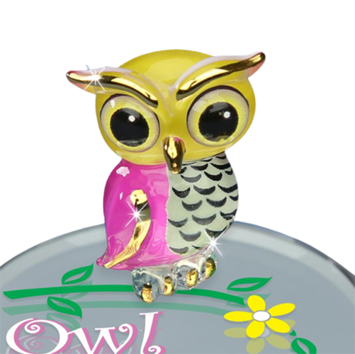 Glass Owl Collectible Figurine Always Love You with 22Kt Gold Accents