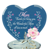 Wonderful Mom Glass Rose Figurine with Message for Mother’s Day Gift