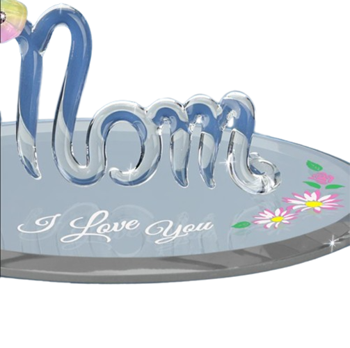 Butterfly Figurine I Love You Mom, Mother’s Day Gift for Mom,  Glass Butterfly Figurine, Handcrafted Crystals Butterfly, Gift for Mom