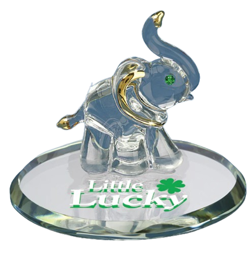 Glass Baron Lucky Elephant with Crystals and 22kt Gold Accents
