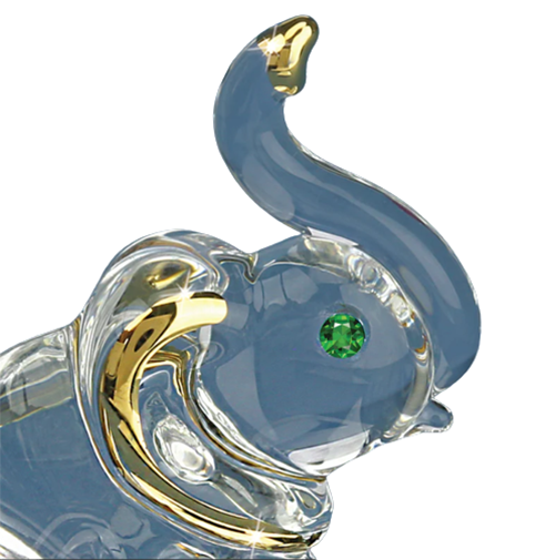 Glass Baron Lucky Elephant with Crystals and 22kt Gold Accents