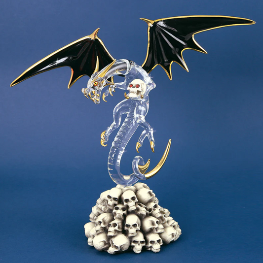 Dragon Figurine, Glass Dragon and Skull, Handmade Dragon Statue, Home Decor, Christmas Gifts, Holiday Gifts for Him/Her