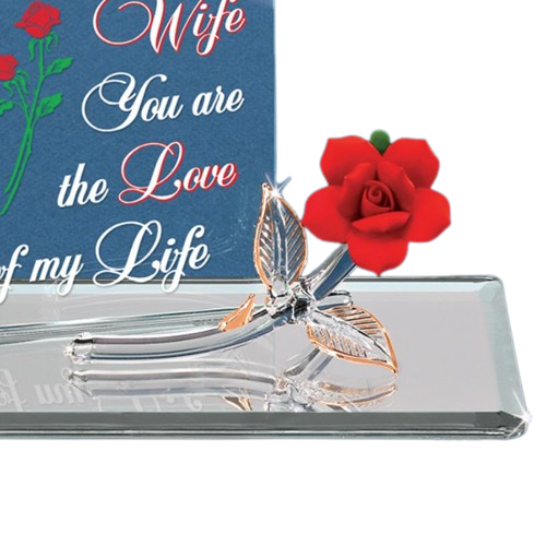 Glass Rose Collectible Figurine My Darling Wife Rose