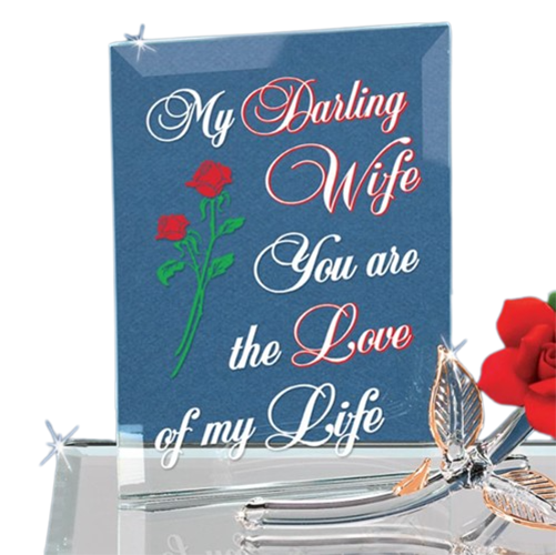 Glass Rose Collectible Figurine My Darling Wife Rose