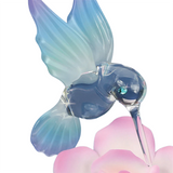 Glass Hummingbird Figurine with Pink Rose Handcrafted Nature Decor