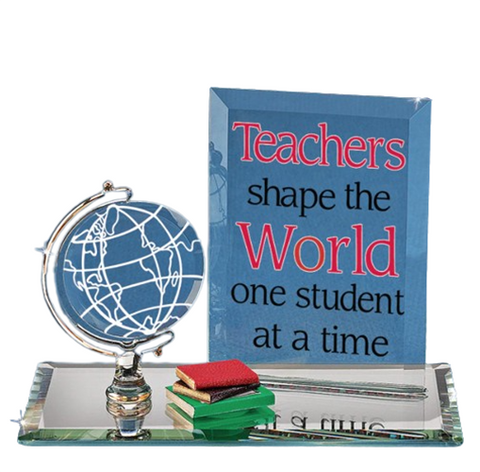 Teachers Shape the World Figurine Handcrafted Glass Teacher Gift
