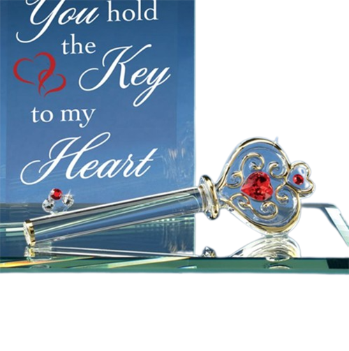 Glass Baron Key to My Heart Collectible Figurine with Crystals and 22kt Gold Accents
