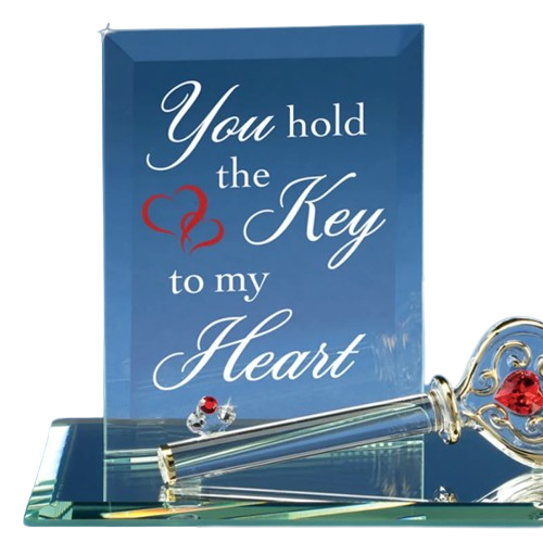 Glass Baron Key to My Heart Collectible Figurine with Crystals and 22kt Gold Accents