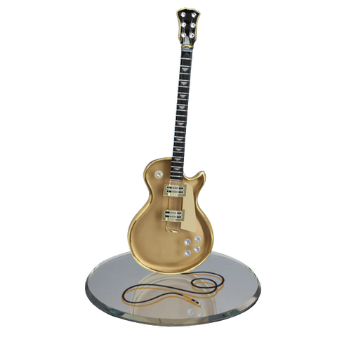 Classic Gold Top Guitar Figurine Handcrafted Glass Music Gift Decor