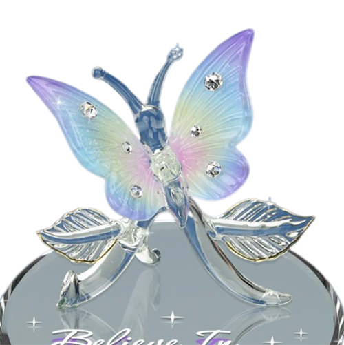 Glass Baron Rainbow Butterfly Believe in Miracles Figurine