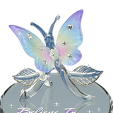 Believe in Miracles Butterfly Glass Figurine with Crystals & Gold