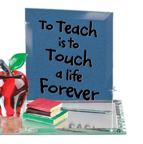 Teacher Apple with Books Glass Handcrafted Collectible Figurine