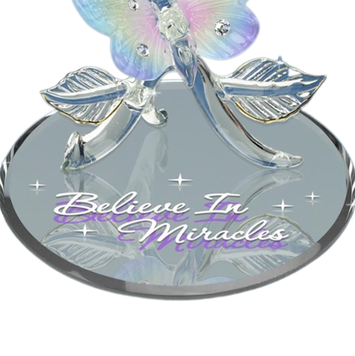 Glass Baron Rainbow Butterfly Believe in Miracles Figurine