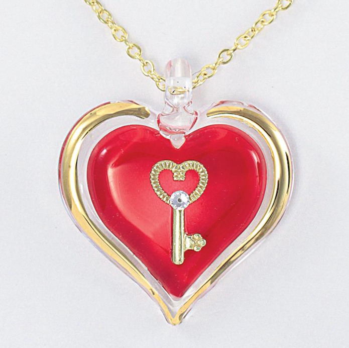 22K Gold Heart & Key Necklace, Heart Pendant, Minimalist Necklace, Gift Heart Necklace, Love Necklace, Mother's Day Gift