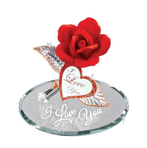 Glass Baron Red Rose I Love You Collectible Figurine