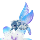Hummingbird on Blue Lily Figurine | Handcrafted Glass with Crystal Accents