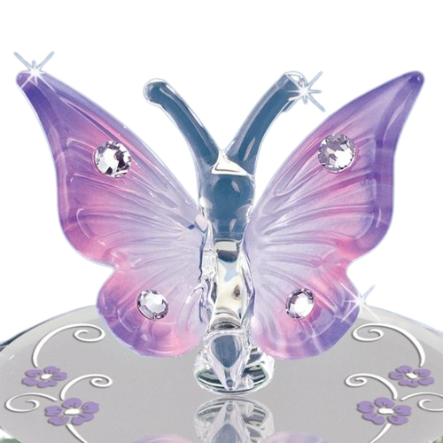 Glass Lavender Butterfly Figurine Accented with Genuine Crystals
