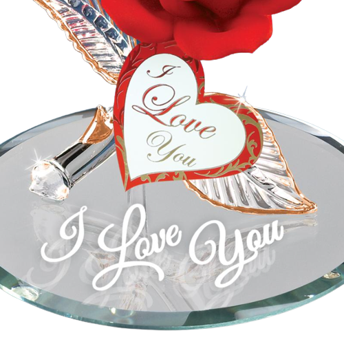 Glass Baron Red Rose I Love You Collectible Figurine