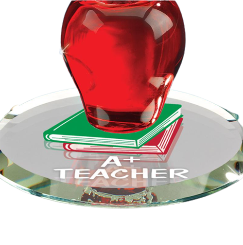 Apple Teacher Glass Figurine, Teacher Christmas Gift, Handcrafted Teachers Gift, Home Decoration