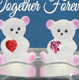 "You & Me" Glass Teddy Bear Figurine with Hearts