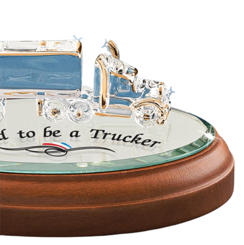 18 Wheeler Truck Glass Collectible Handcrafted Figurine with 22kt Gold Accents